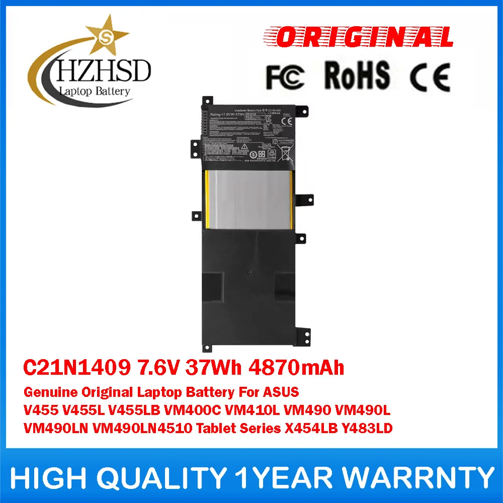 

C21N1409 7.6V 37Wh 4870mAh Genuine Original Laptop Battery For ASUS V455L V455LB VM400C VM410L VM490 VM490L VM490LN VM490LN4510
