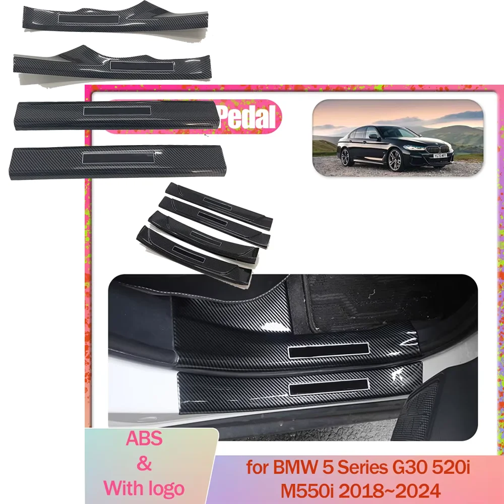 

Car Welcome Pedal for BMW 5 Series G30 520i M550i 2018~2024 ABS Door Sill Scuff Threshold Guard Plate Trim Strips Accessories