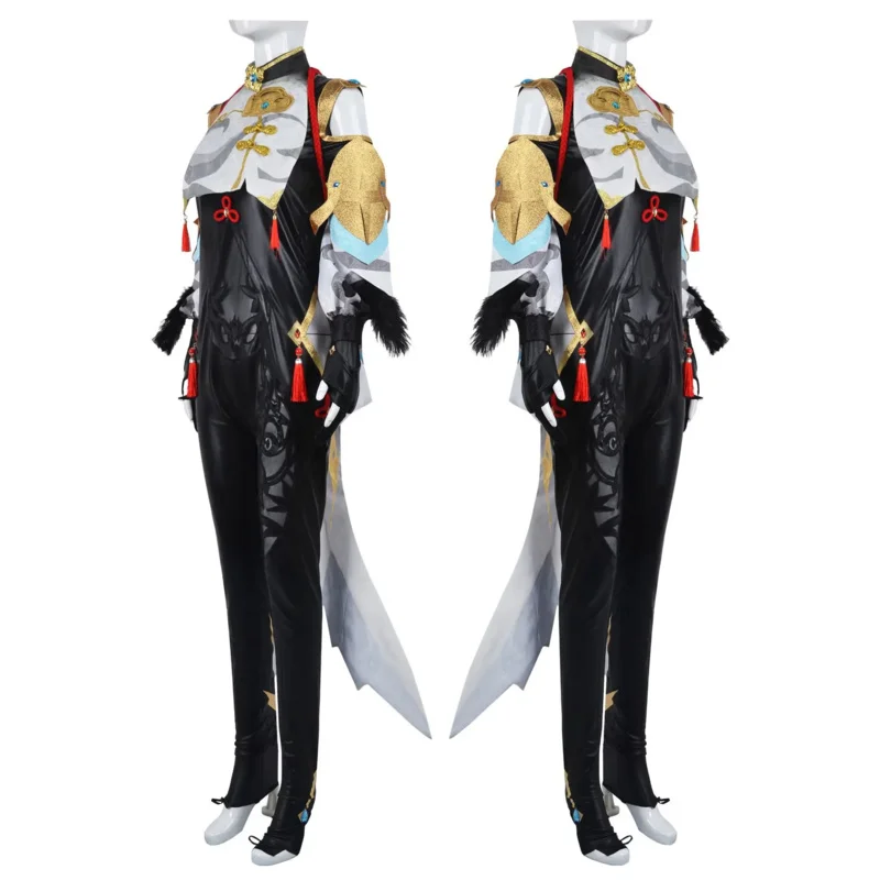 Genshin Impact Shenhe Cosplay Costume Central Cut-Out Design ShenHe Cosplay Wig Heat Resistant Shen He Jumpsuit  Cosplay PA6042