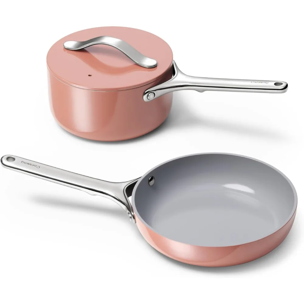 

Мини-набор посуды — керамическая сковорода с антипригарным покрытием (1,75 карата), 8 и сковорода для соуса (1,75 карата) — нетоксичная, не содержит PTFE и PFOA — безопасная для духовки