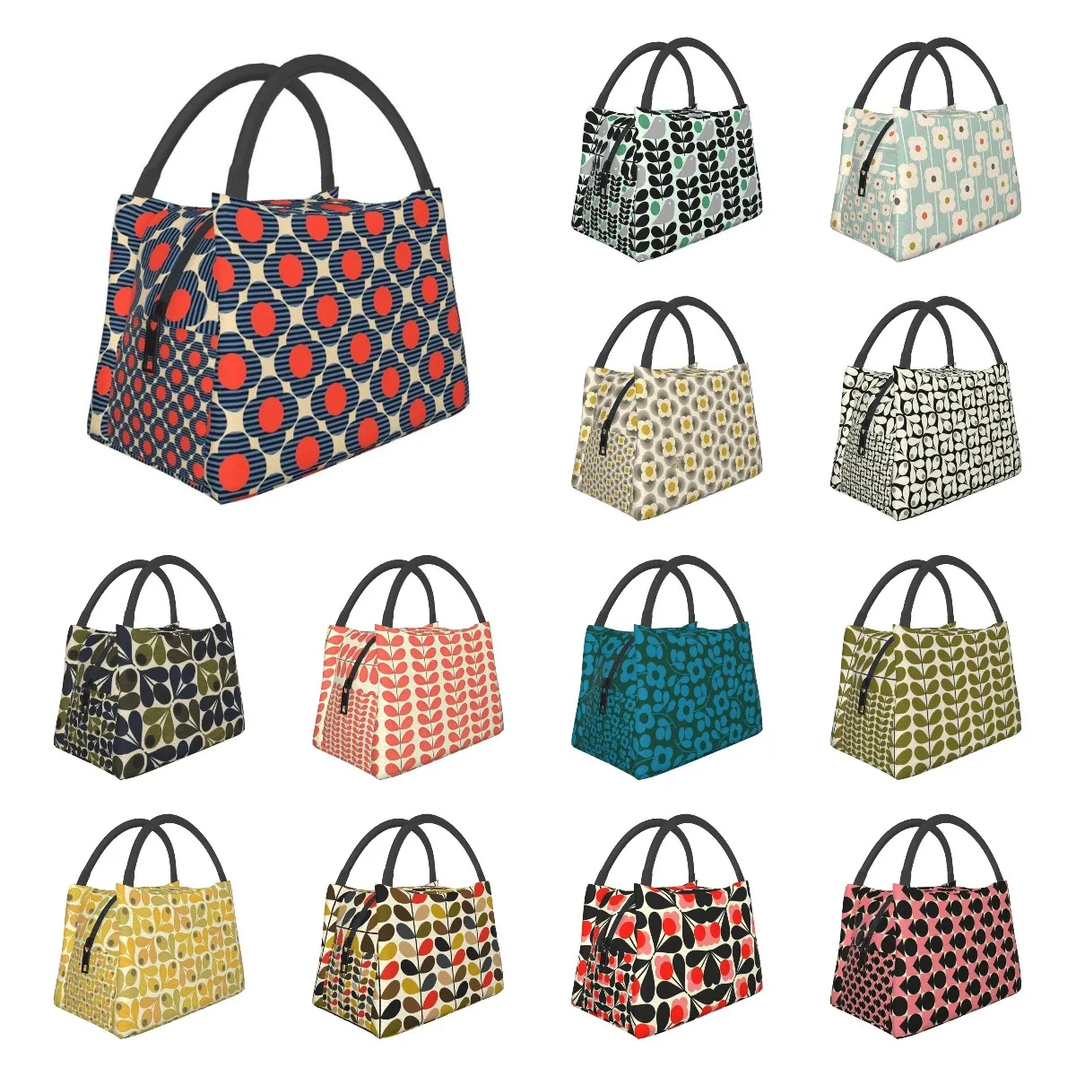 

Изолированные сумки для обедов с цветочным рисунком Orla Kiely для женщин, скандинавский цветочный охладитель, термальная коробка для бенто, для пляжа, кемпинга, путешествий