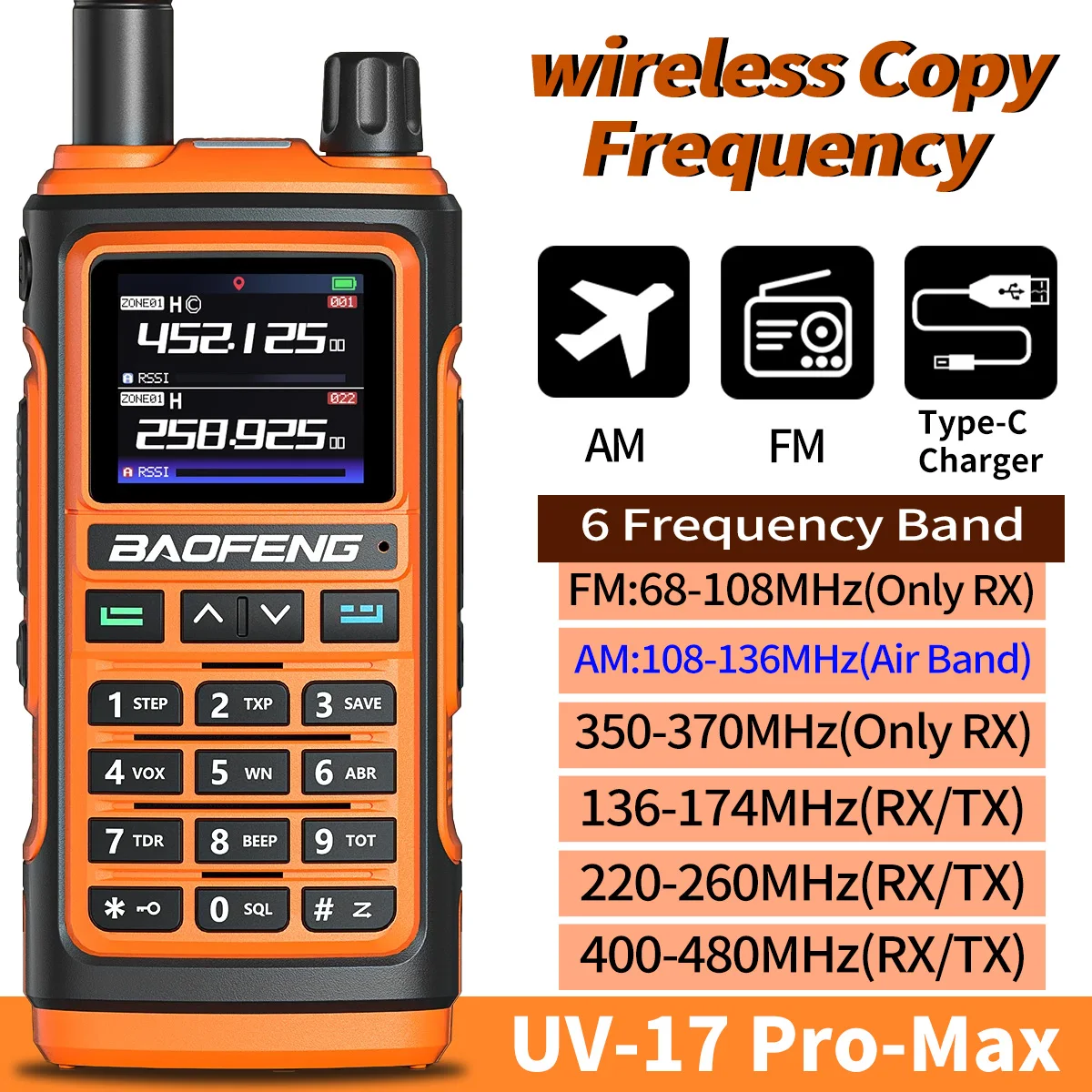 Baofeng UV 17 Pro Draadloze Copy Frequentie Walkie Talkie 16 KM Lange Bereik Zaklamp Type-C Oplader Ham Radio UV 17 Pro L K5 5R