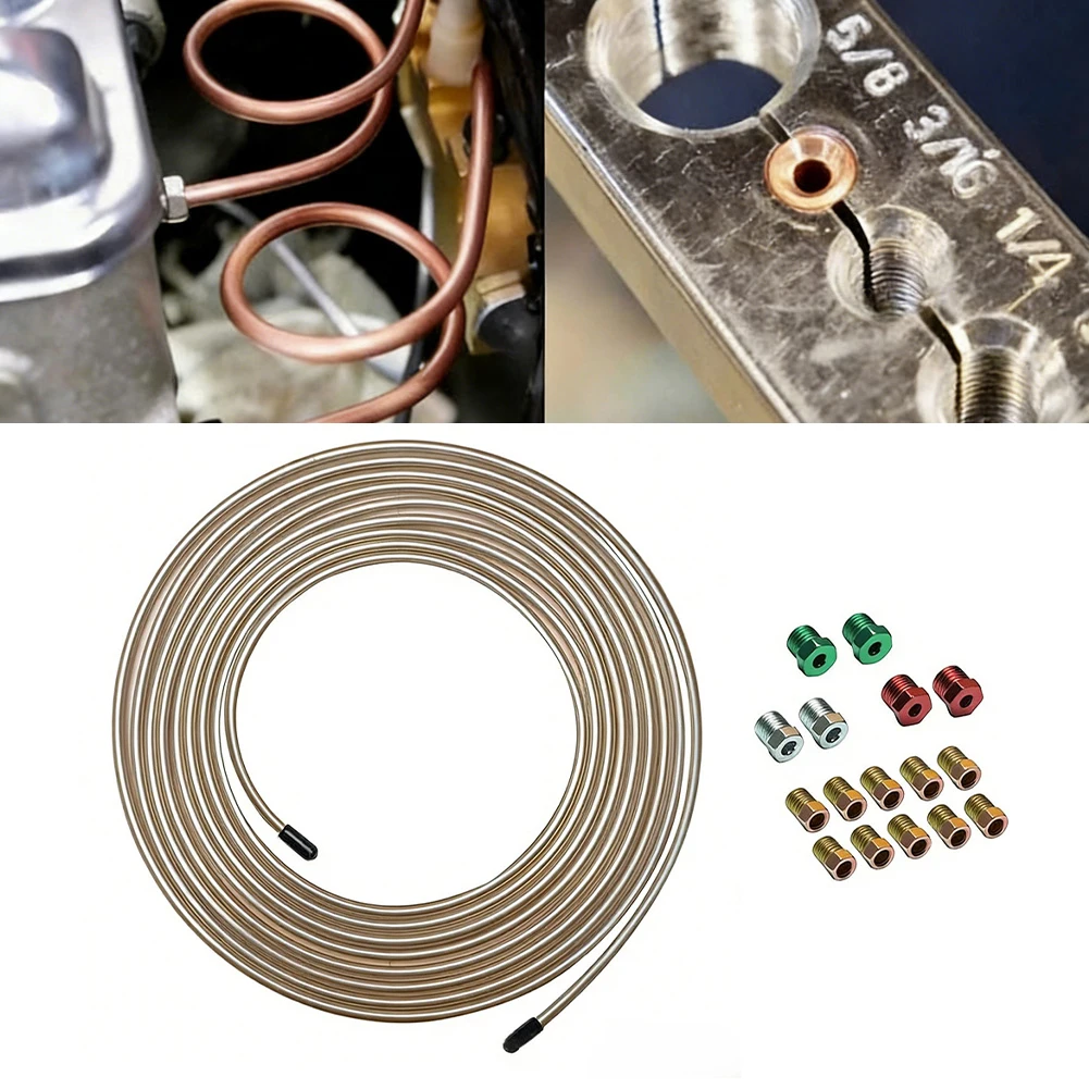 

Brake Hose 24 Ft 316 Inch Copper Nickel Alloy with Connector and Flaring Tool Complete Set for Vehicle Brake System Maintenance