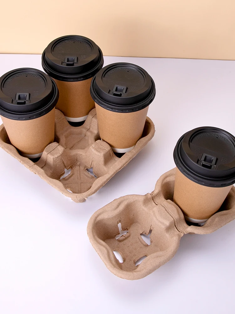 

Disposable Paper Cup Sve for Coffee Milk Tea Takeaway Single Cup Four-Cup Two-Hole Design Easy to Pa And Use