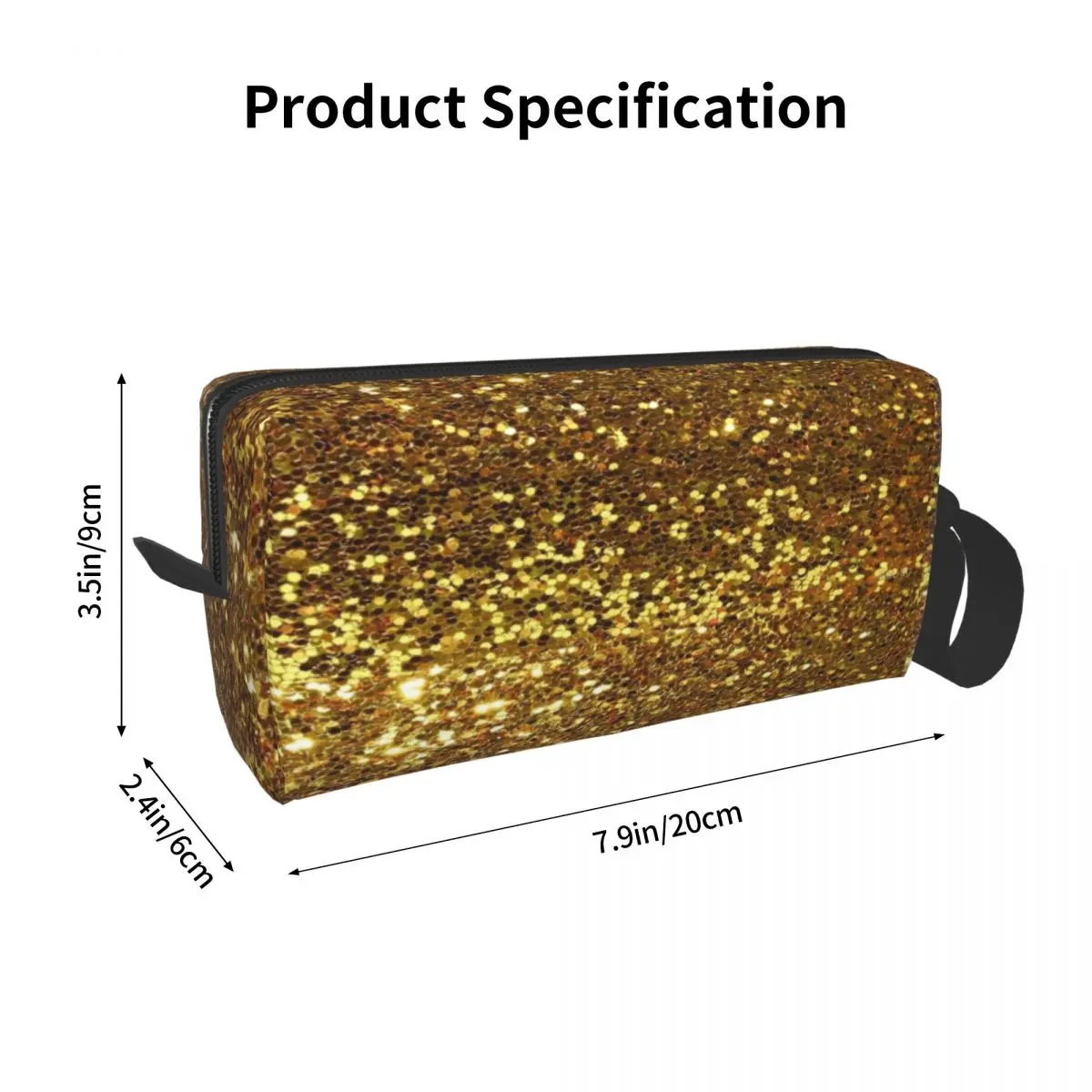 Gold Glitter Makeup Bag para Mulheres, Organizador de Cosméticos, Armazenamento, Kit Dopp, Higiene Pessoal Portátil, Beleza, Travel Pencil Case