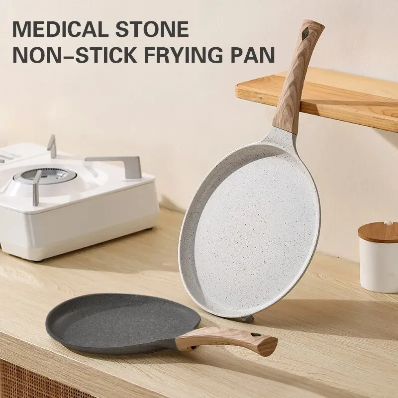 6/8/10 Inch Kitchen Maifan Stone Frying Pan Steak Pancake Fried Egg Nonstick Cook Breakfast Bakeware Compatible Gas Stove