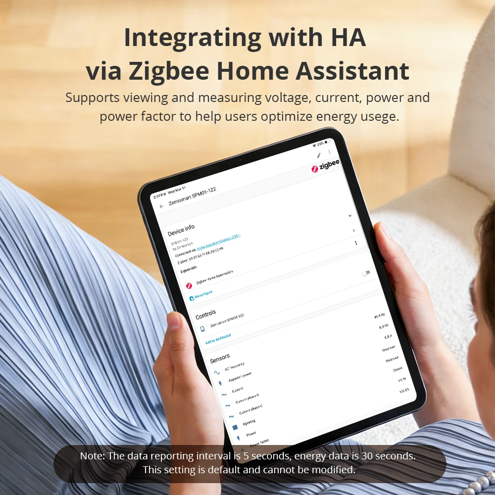 Zemismart Zigbee 3.0 Mini Inteligentny Miernik Energii 63A Czujnik Monitorowania Zużycia Energii Współpracuje z Homey Obsługuje Home Assistant przez ZHA Z2M — zdjęcie produktu 4
