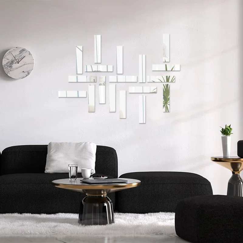 1M/roll Mirror Acrylic Decorative Strip Self-adhesive Home Background Wall Ceiling Ceramic Tile Waistline Plane  Decor Edge Line