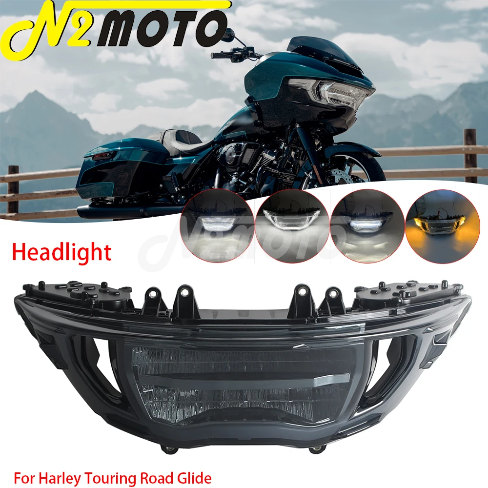 For Harley Touring Road Glide CVO FLTRXSE FLTRX FLTRXSTSE FLTRXL FLTRT 23-26 Front LED Headlamp Turn Signal Daytime Running Lamp