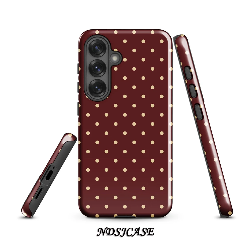 Mode Burgund Dot Samsung Fall Telefon Fall für Samsung Galaxy S20 S23 S24 S25 FE Plus Ultra 4G 5G Luxus Doppel-schicht Abdeckung