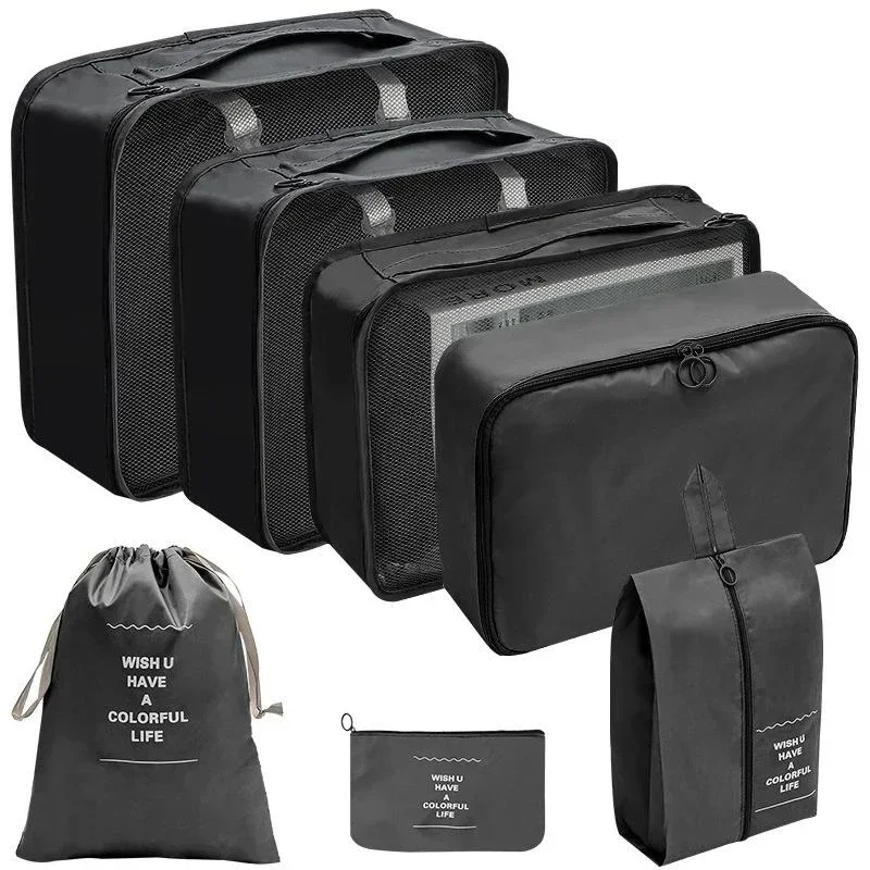 Set da 8 pezzi borsa da viaggio Organizer vestiti bagagli Organizer da viaggio coperta scarpe organizzatori borsa valigia sacchetto imballaggio cubi