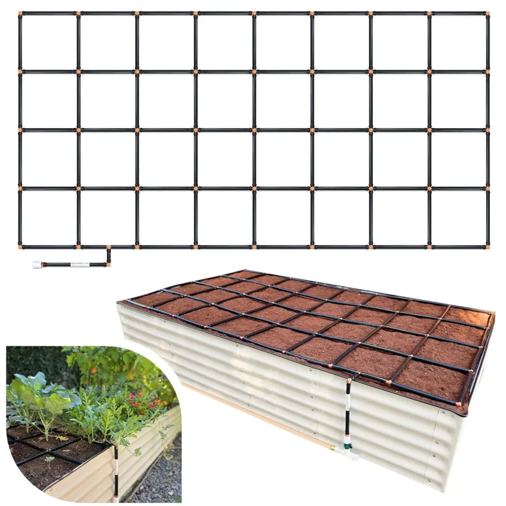 

Garden Grid Watering System - Raised Bed Watering System, Preassembled Garden Drip Irrigation System Kit