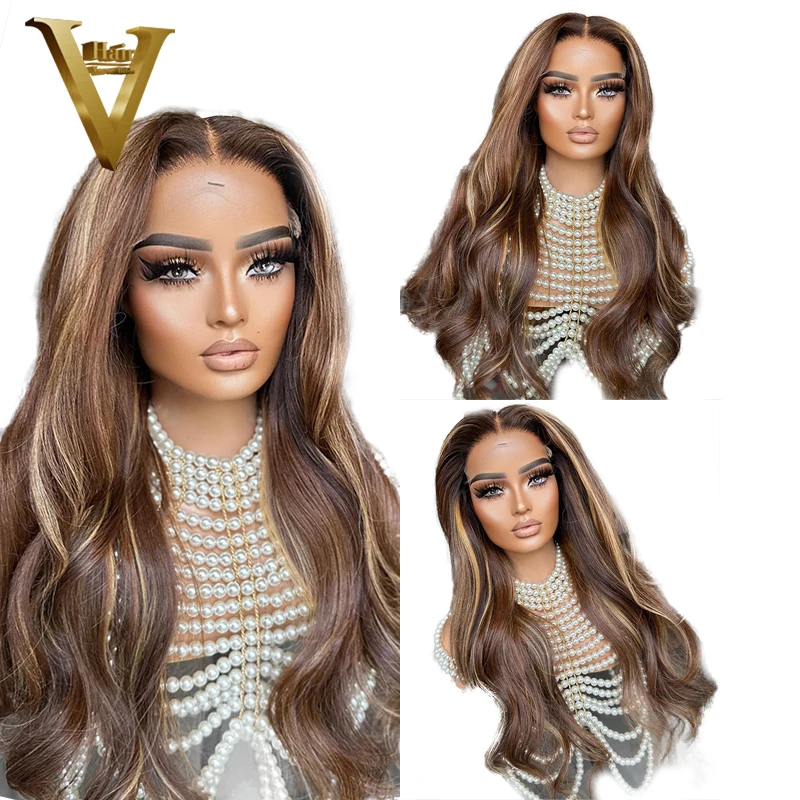 

Highight Omber Blonde Color Wig Body Wave 13X4 Lace Front Human Hair 4X4 Closure Frontal Wigs Preplucked With Baby Hair Indian