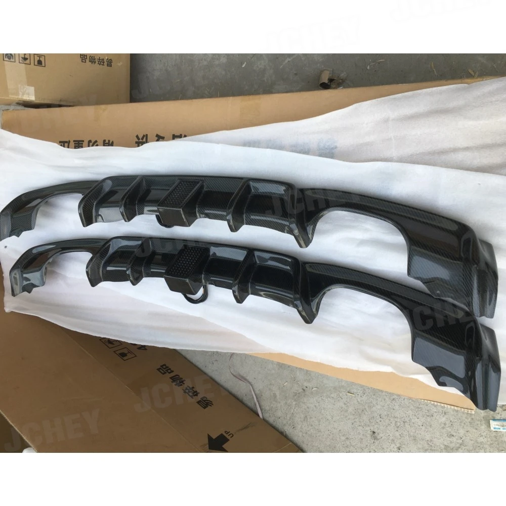 JCHEY ألياف الكربون شفة ممتصة للصدمات خلفية الناشر مع مصباح ليد لسيارات BMW 3 Series F30 F35 M Sport 2012-2018 OO-OO منفذ الشفة الخلفية #5