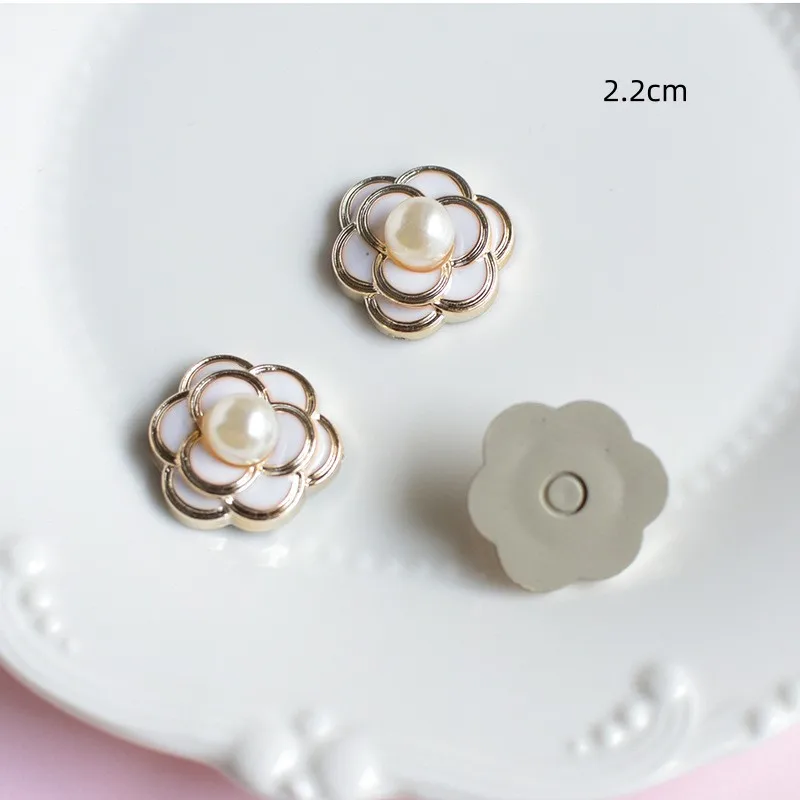 WFFNNKC 10Pcs Fashion Pearl Camellia Flower Rose Flat Back Resin Earrings Jewelry Making Supplies DIY Handmade Crafts Decoration