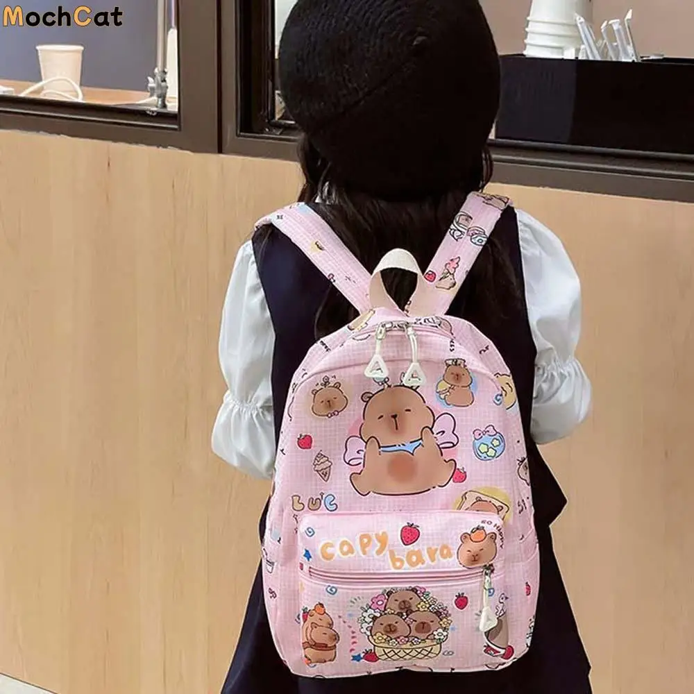 

Thickened Capybara Backpack Nylon Wide Straps Cartoon Animal Daypack Foldable Multi Functional Large Capacity School Bag Gifts