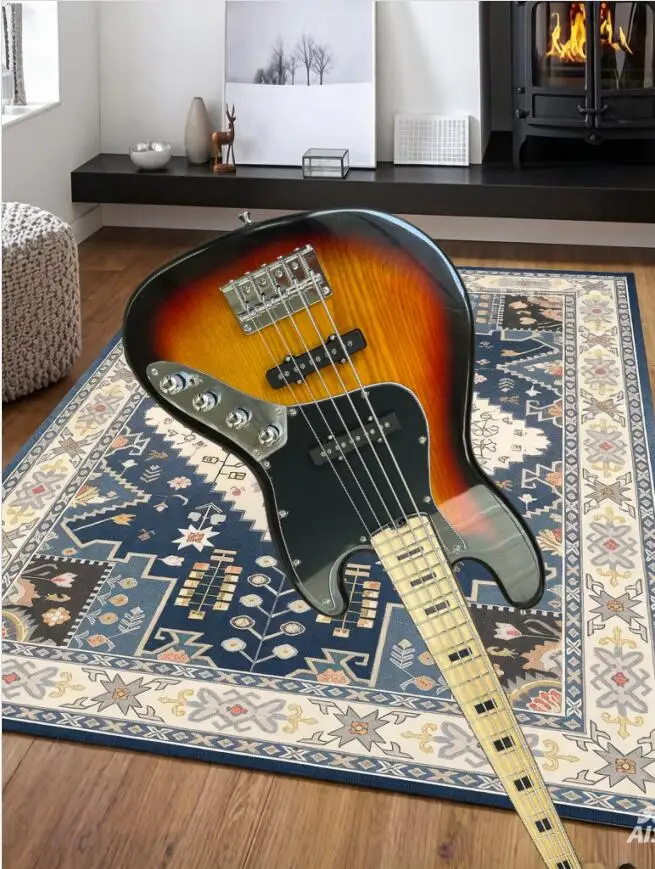 Sunburst Bass guitar,5 Strings Solid Body ASH Wood Maple Fingerboard Active Battery Red Tortoise Shell Guard Factory Custom