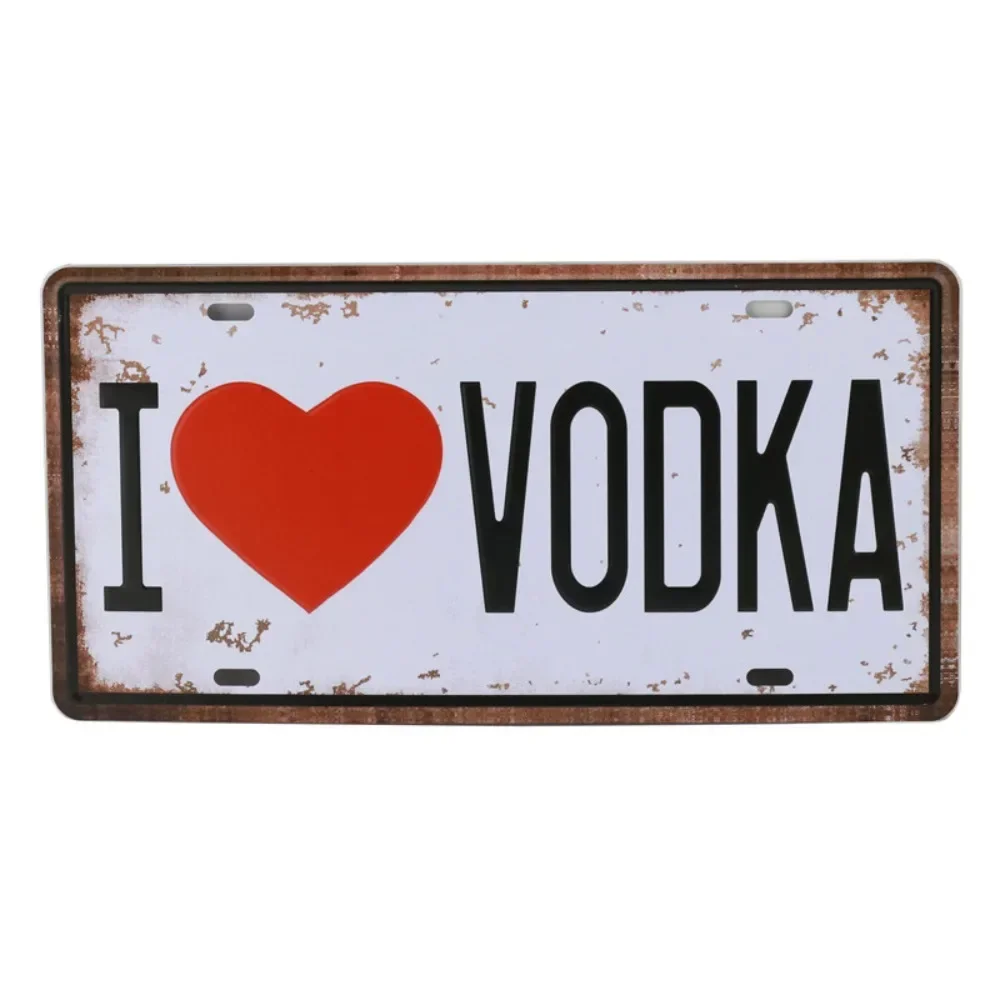 I Love Vodka Beer Plate Metal Plate Car Number Tin Signs Bar Pub Cafe Home Decor Metal Sign Man Cave Garage Painting Plaques C13