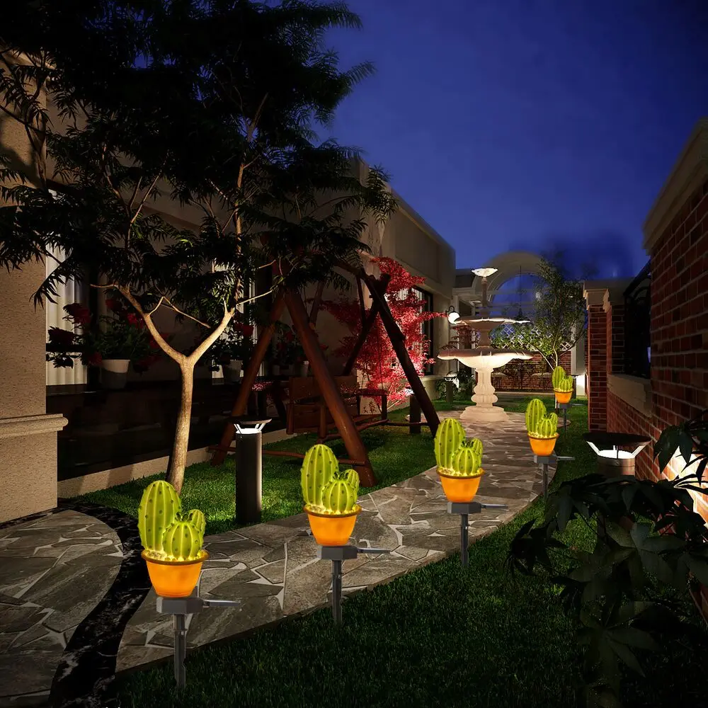 1/2Pcs LED Solar Light Outdoor Waterproof Pineapple Cactus Decorative Garden Light Solar Powered Landscape Lamp for Lawn Pathway