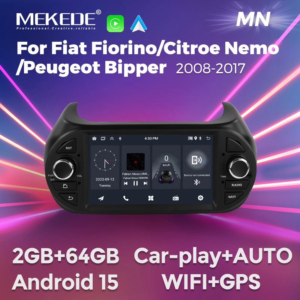 Android 13 Auto Radio Für Fiat Fiorino Qubo Citroen Nemo Peugeot Bipper 2008-2017 Multimedia Video Player CarPlay auto BT GPS