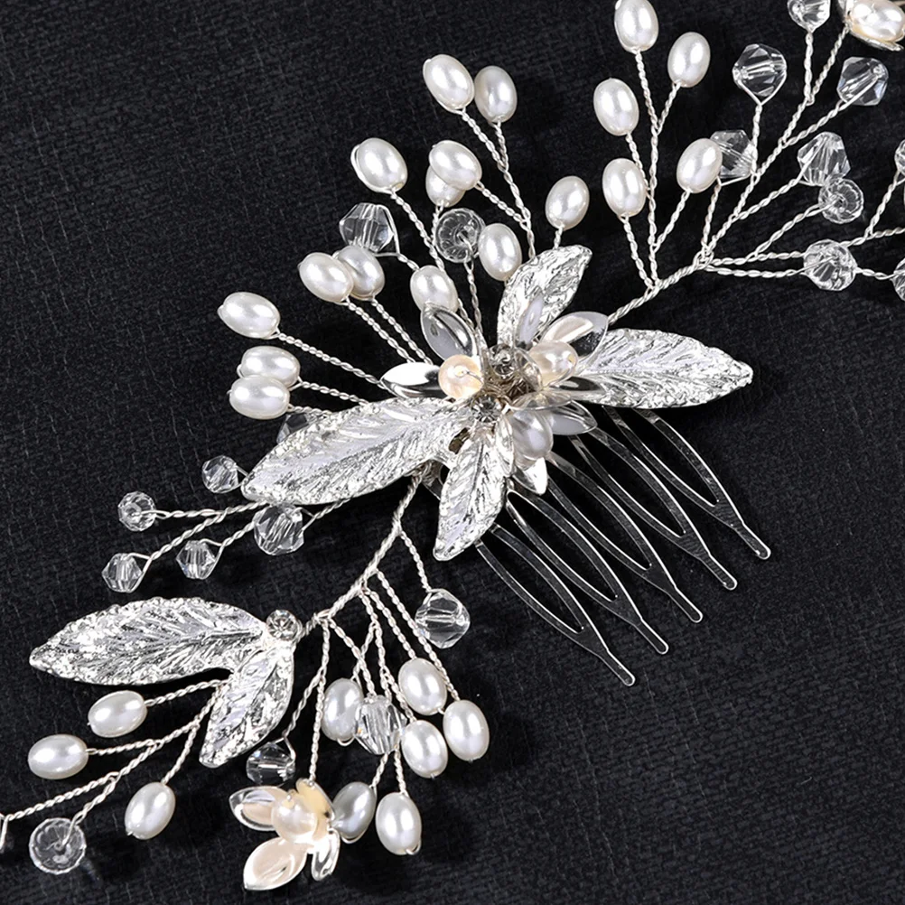 2Pcs Bridal Hair Comb Rhinestone Pearls Wedding Accessory Fine Craftsmanship Comfortable Fit Bridal Party Clips