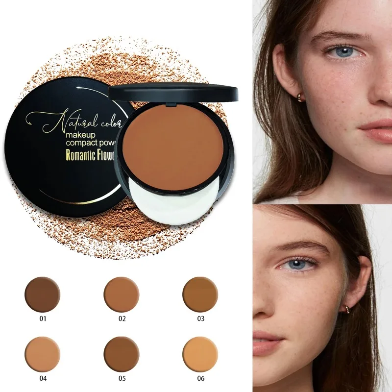 Weizen-Bräunungspuder Matt-Finish Schweißfest Ölkontrolle Dunkle Haut Foundation Concealer Kontur-Palette mit Puderquaste und Spiegel – Detail 1