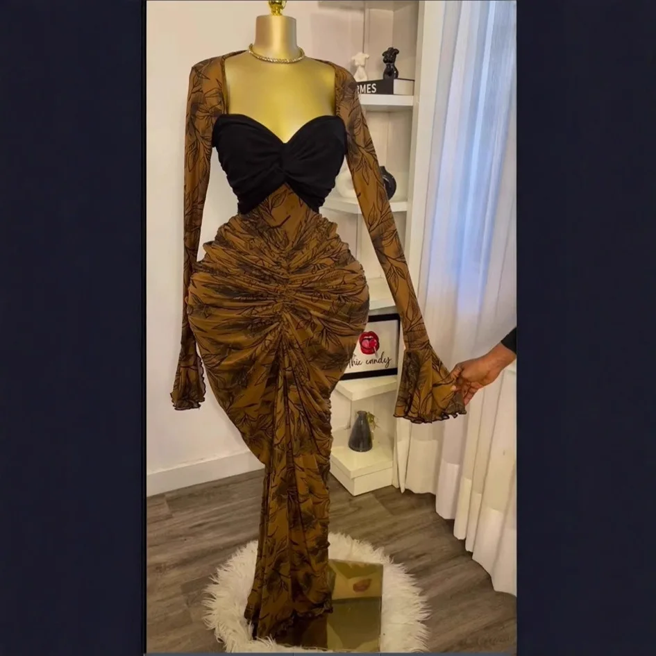 

Летнее сексуальное платье 2026 года с драпировкой для ночного клуба, модное длинное платье с длинным рукавом и поясом, женское летнее платье-роба 2026 года