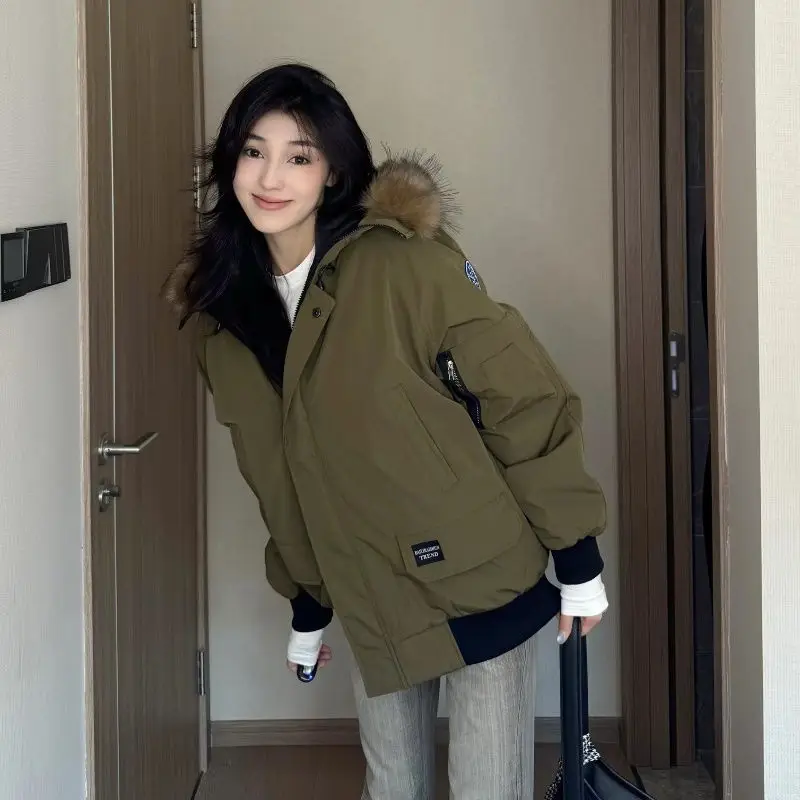 

Женская осенняя парка из биохлопка с мехом, свободного кроя, на молнии, с множеством карманов, утепленная, с капюшоном, повседневная, элегантная, сохраняющая тепло, с воротником