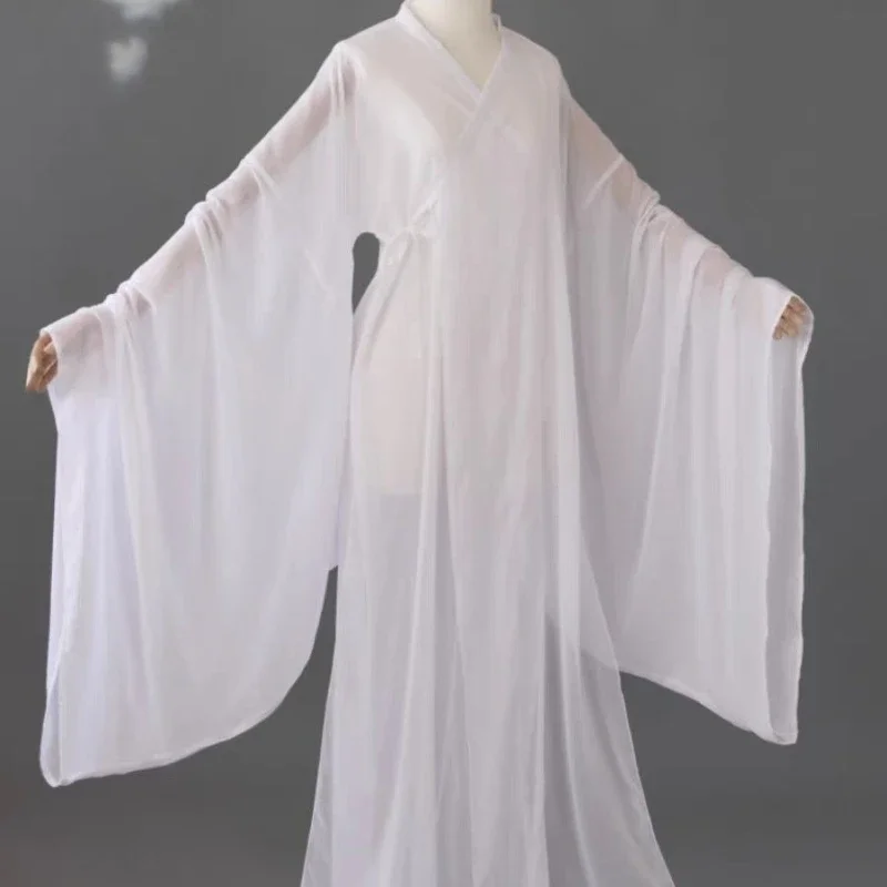 Ming Dynasty Sleepwear Gown Hanfu Underwear Garment Inner Wears White Chiffon Hanfu Inner Long Robe Tang Suit Ancient Costume