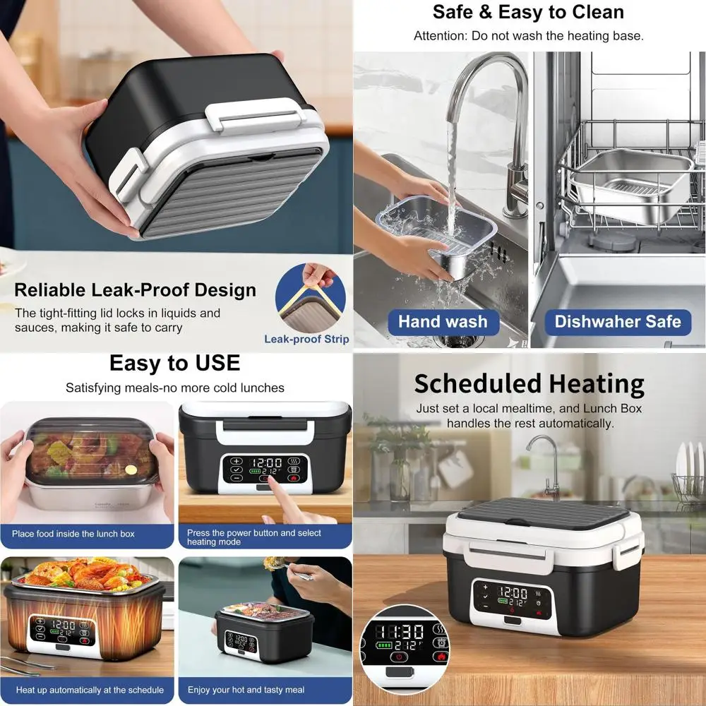 

Портативный беспроводной ланч-бокс с электрическим подогревом, чашки 1,5 л-6,3, 20000 мАч, 100 Вт, перезаряжаемый, умный самонагревающийся подогреватель еды, BPA-Fr