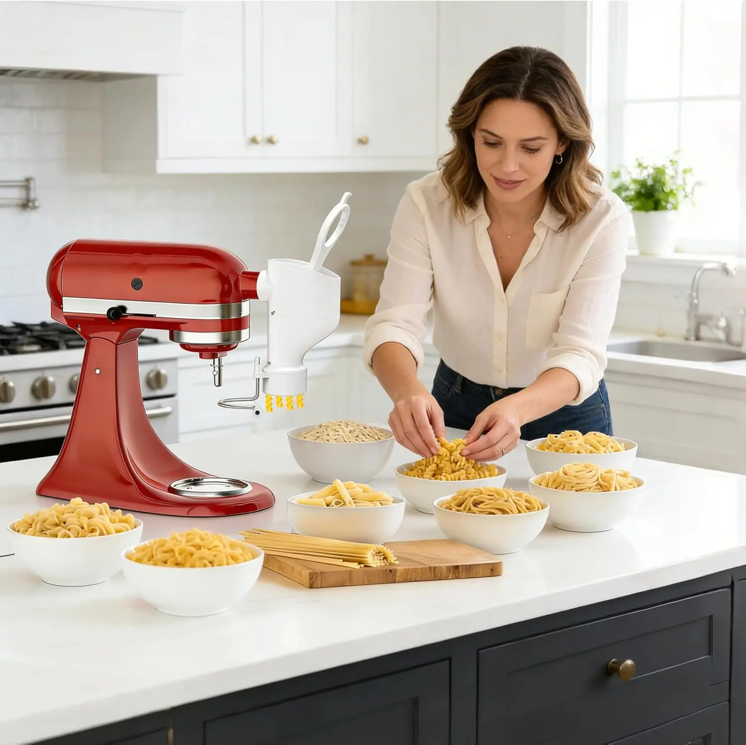 Pasta Press Attachment for Kitchenaid Stand Mixers - Pasta Press Attachment for Kitchen aid，7 Interchangeable Pasta Plates