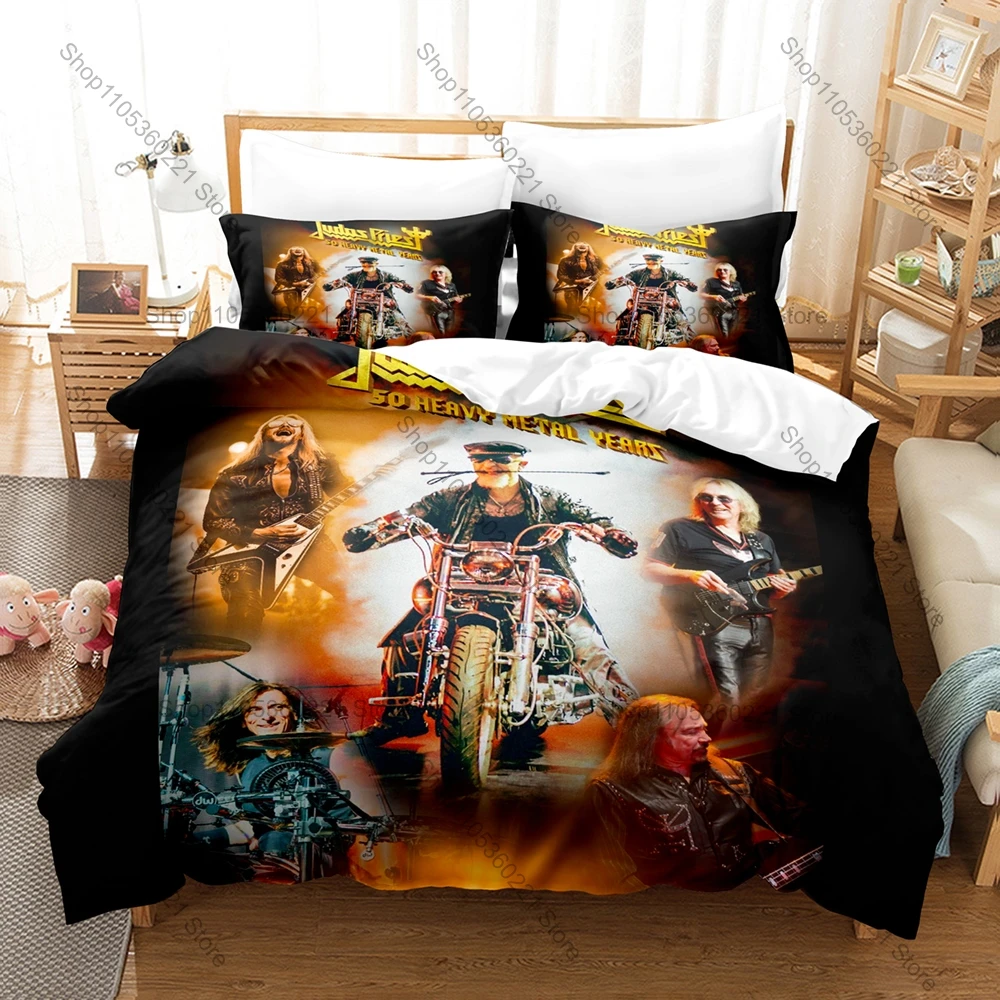 Dark Vintage Judas Priest Album Cover Print Duvet Cover + 2 Pillowcases Twin Full Queen King Rock Bedding Set