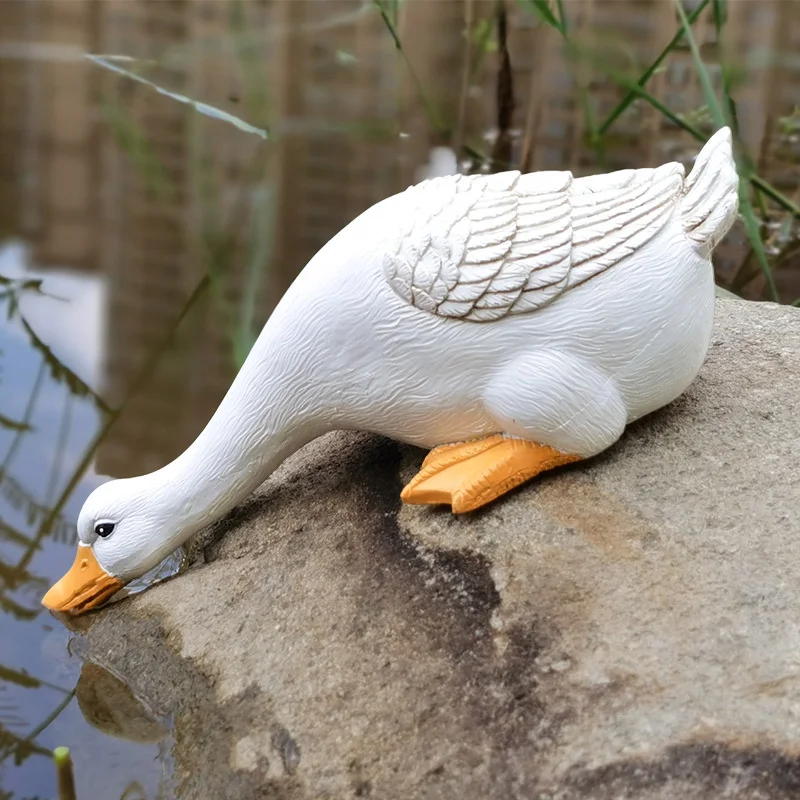 Simulation Duck Statue For Home Decor Cute Resin Animals Ornament Creative Outdoor Landscape Garden Courtyard Lawn Decoration