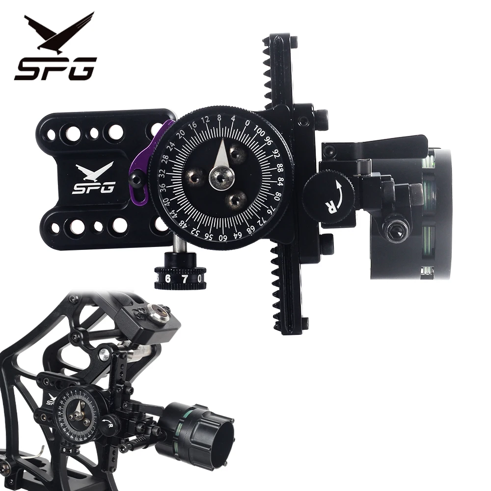 

SPG 1 Pin Compound Bow Sight Aluminum Alloy Right-hand Micro-Adjustable Technology Hunting Shooting Archery Equipment