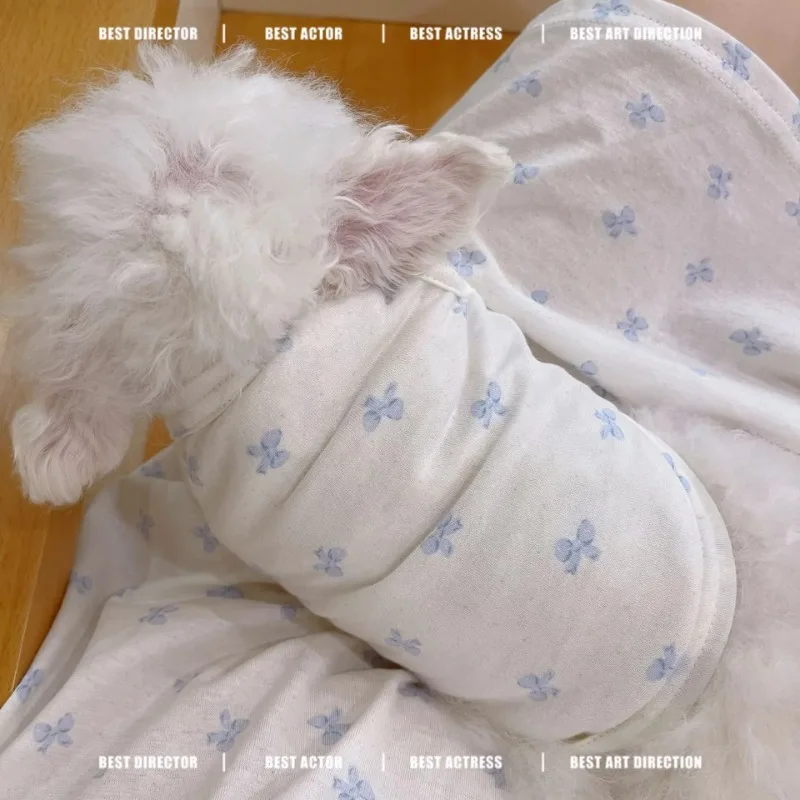 Pet Dog Clothes Dog Cat Parent-child Clothing Spring/summer Thin Cotton Home Sleepwear Teddy Bear Puppy Vest Cooling Vest