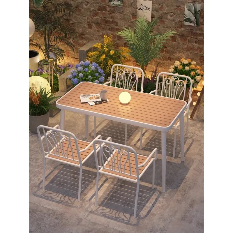 Metal material balcony leisure table and chair combination for courtyard garden outdoor dining table and chair setwaterproof