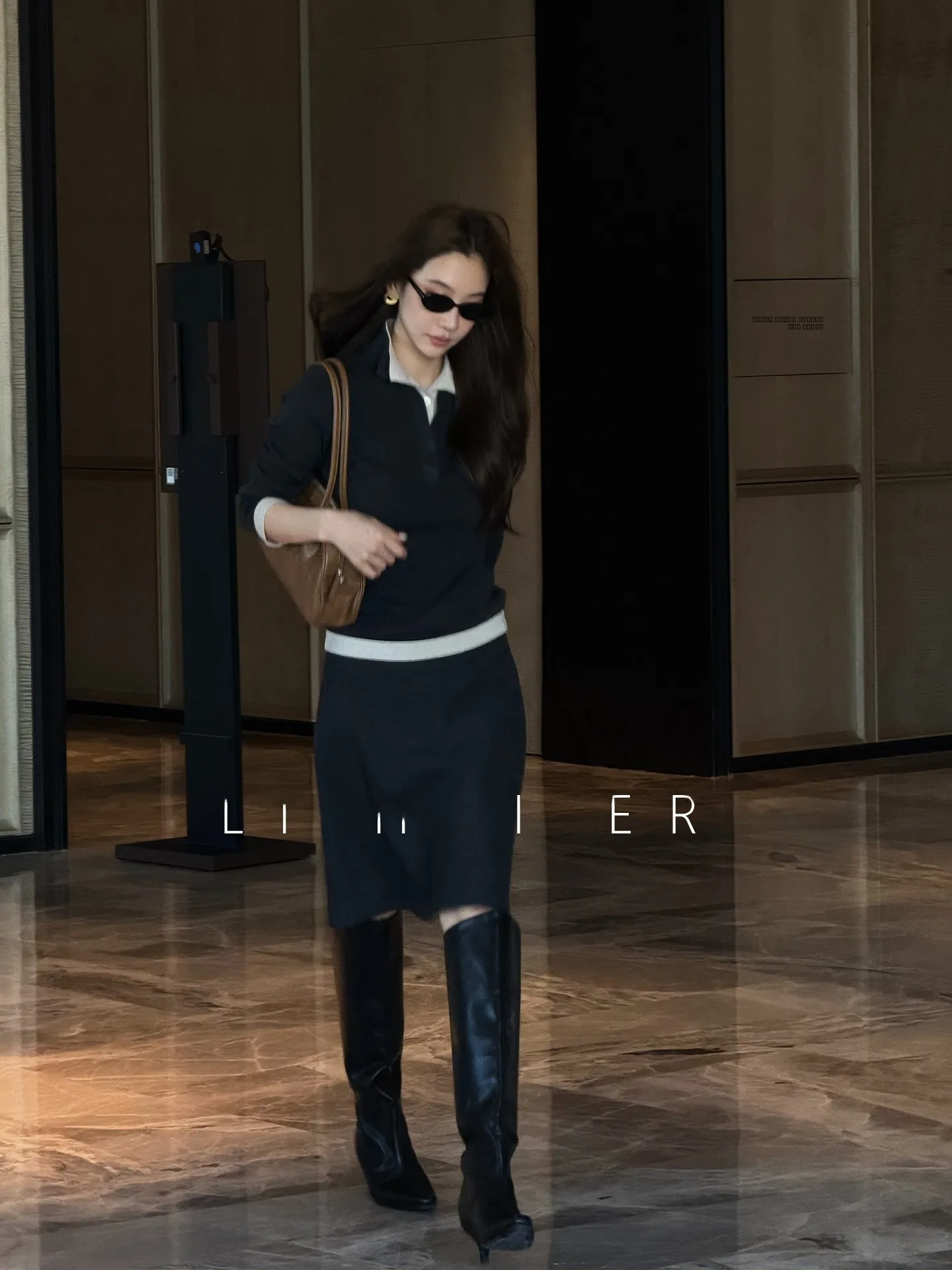 

LiHuiEr Mint Design False Two-Piece Knitwear Collar Women's Winter Sweater Casual Loose Fit Warm Long Sve