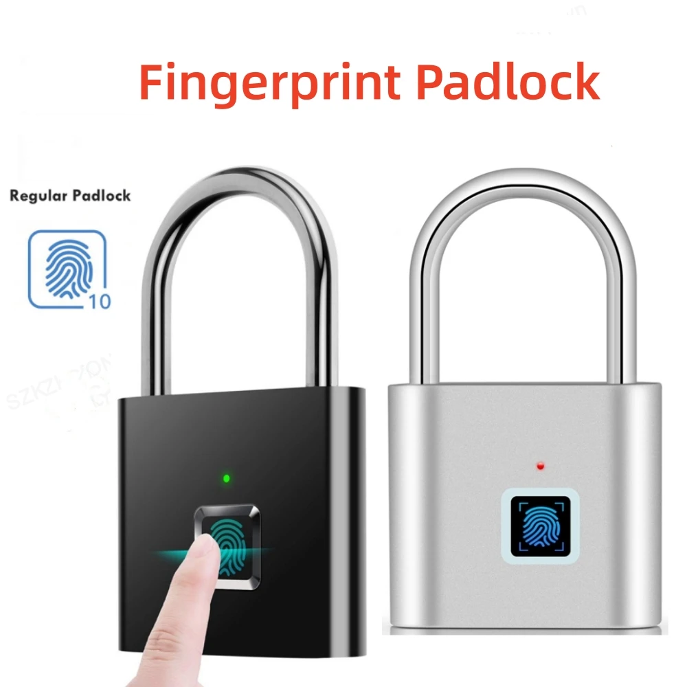 Smart Fingerprint Lock with USB Rechargeable Door Lock Biometric Door Padlocks Zinc Alloy Smart Home Keyless Security Protectio