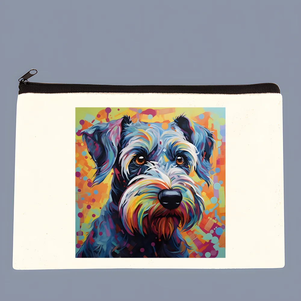 Schnauzer Graphics Print Canvas Bag New Lipstick Perfume Cosmetic Bag Organizer Office Supplies Sundry Zipper Pencil