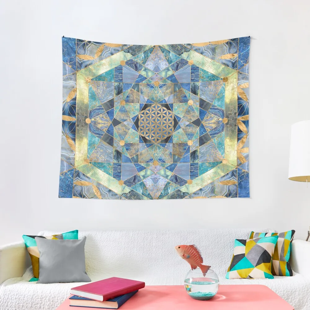 

Flower of Life in Sacred Geometry Marble Ornament Tapestry Decoration Bedroom Custom Decoration For Rooms Tapestry