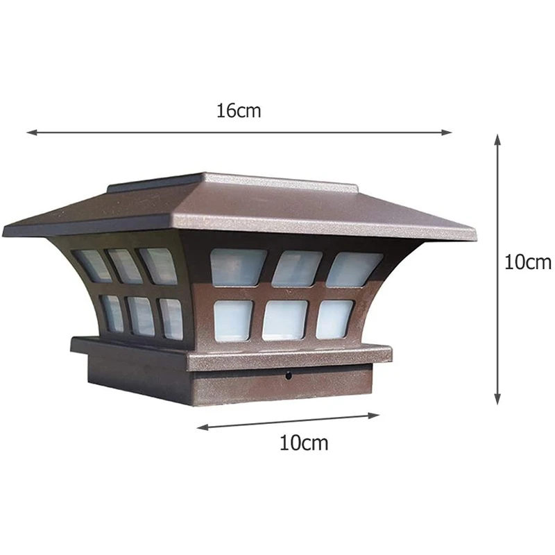 Lámpara de poste Solar para exteriores, luz de cabeza de columna impermeable para jardín, lámpara de pared, valla de jardín, lámpara de paisaje para puerta de jardín