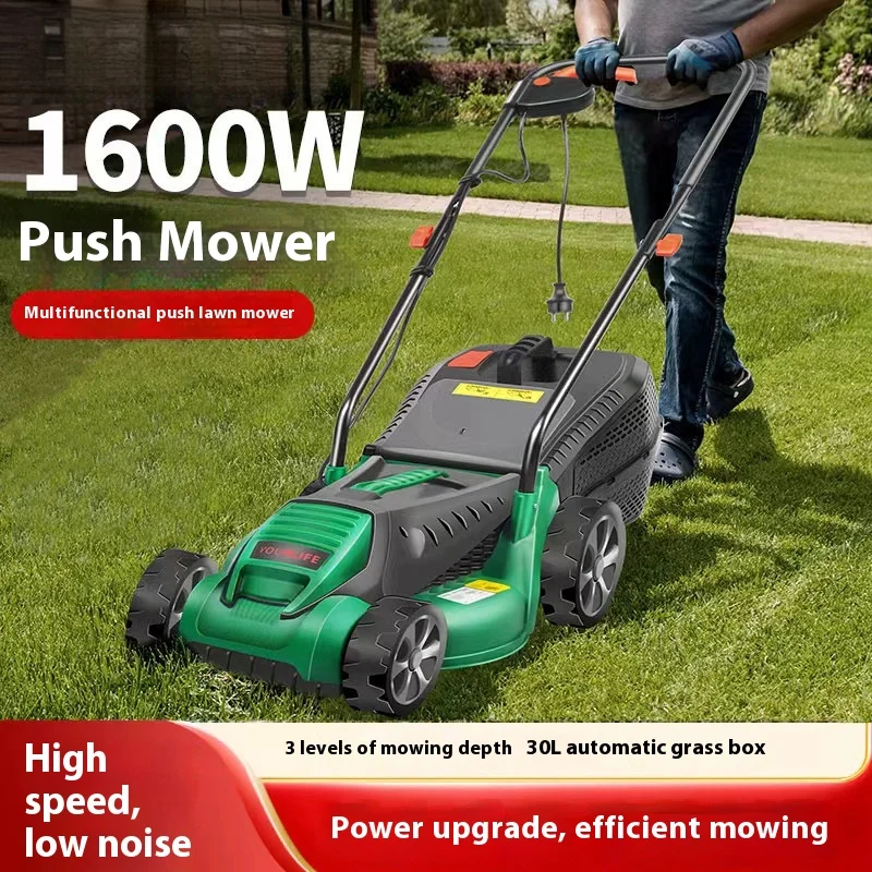 Hand Push Type Electric Household Weeding Machine Lawnmower 1600WPowerful Electric Mower Grass Trimmer