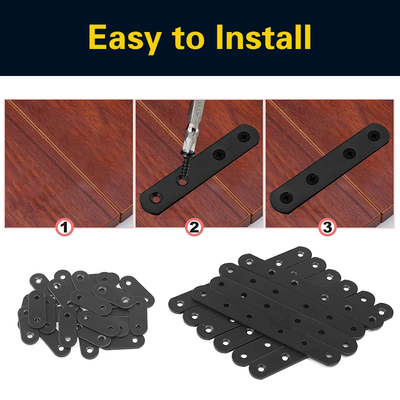 Plaque Plate et Droite en Métal pour Réparation, Lot de 2, 4 ou 10 Pièces