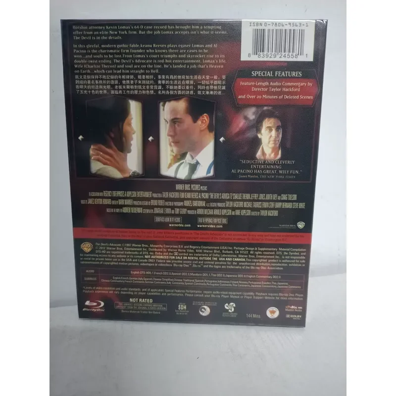 Blu-ray Disc Movie The Devils Advocate Classic Thriller Film High Definition Video