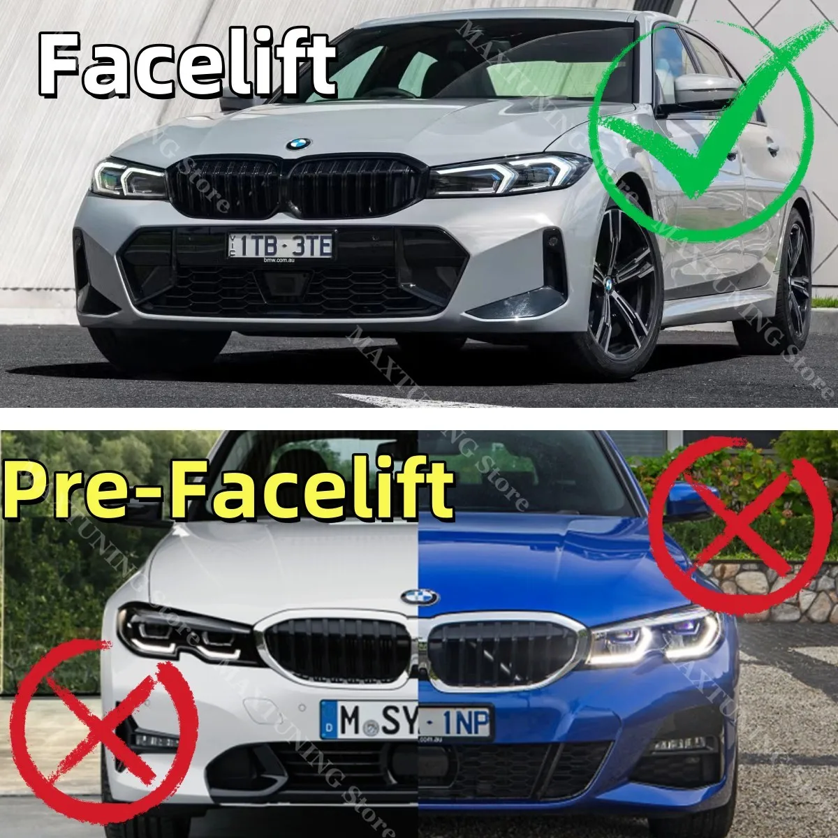 앞 범퍼 스플리터 립 스포일러 디퓨저 가드 바디 키트 커버 BMW 3 시리즈 G20 G21 318i 320i 320e 330i M340i LCI 2022-2025 썸네일 2
