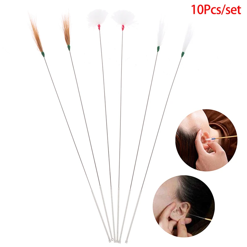 10Pcs Goose Feather Earpick Wax Remover Curette Ear Dig Tool Spoon Cleaner Stick