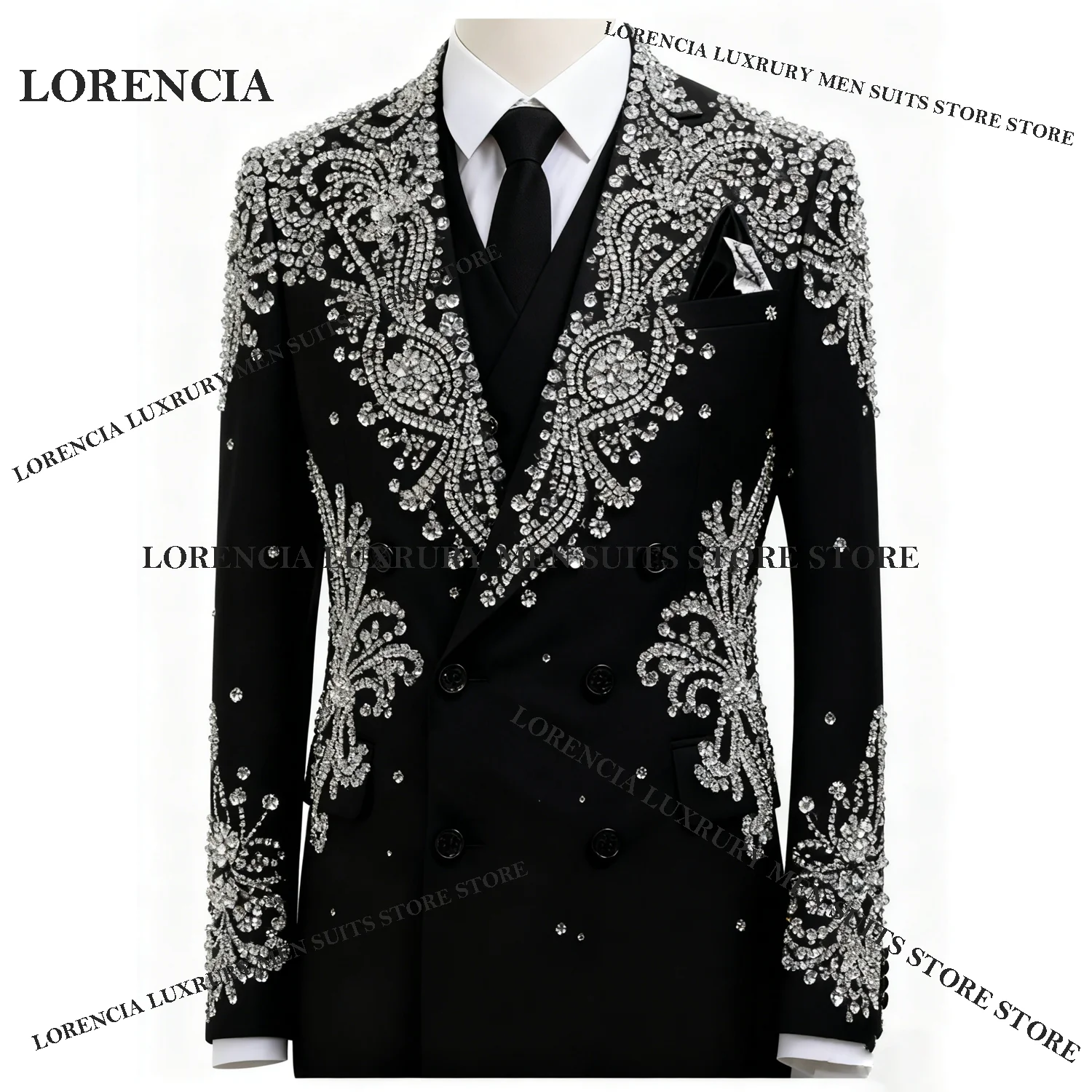 رائعة الماس تصميم البريق الرجال الدعاوى مخصصة موضة الزفاف البدلات الرسمية سليم Ropa hombre 3 قطع مجموعات العريس الذكور الحلل