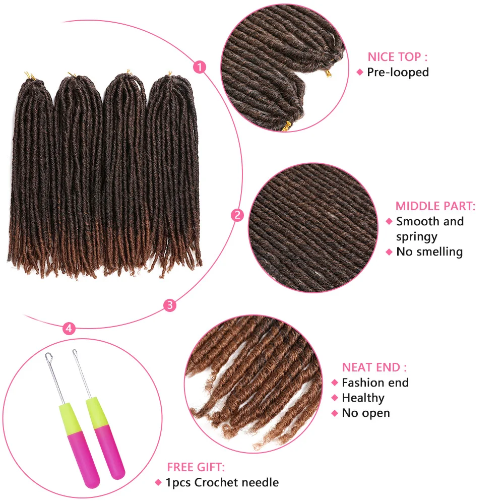 Straight Faux Locs Crochet Hair Braiding Dreadlocks Extension Pre-Looped Blonded Synthetic Braids for Afro Women BOYMIA