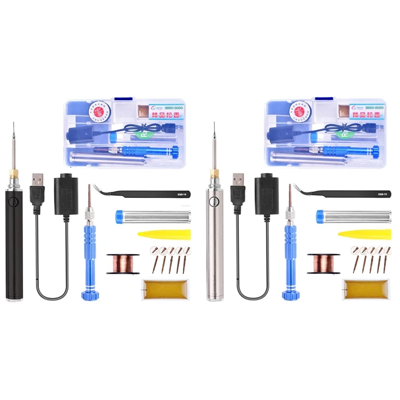 

A45M-14Pcs 5V 8W Portable Wireless USB Charging Soldering Iron Welding Pen Tools