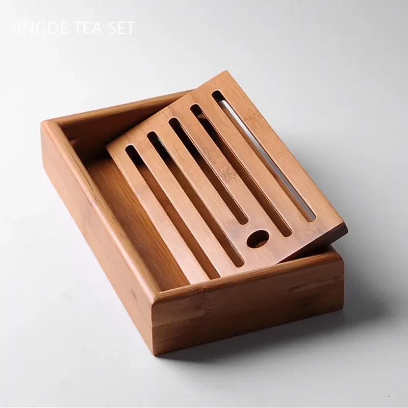 Large Capacity Water Storage Bamboo Tray Delicate Round Tea Board Chinese Tea Set Trays Decorative Traditional Tea Accessories